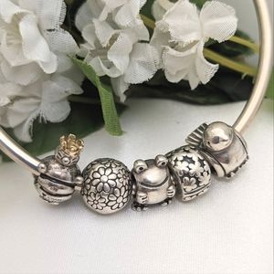 Vintage Pandora Sterling Retired Charm Bangle Bracelet